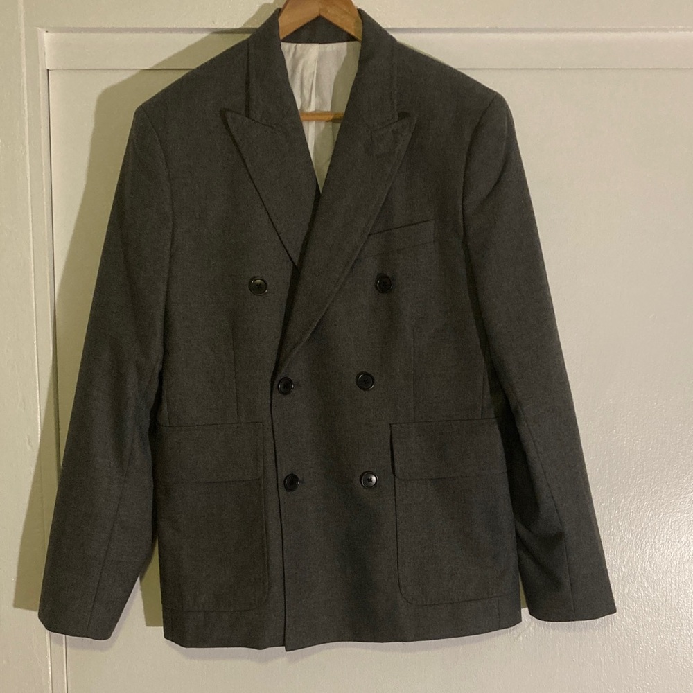 NWT Alex Mill Henry charcoal Gray Double-Breasted Blazer size S $325